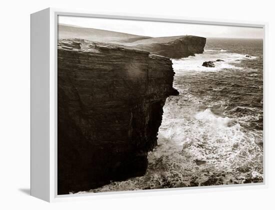 Yesneby Point - Rough Sea Cliffs Waves Crashing Into the Base of the Cliff Water Ocean-null-Framed Premier Image Canvas