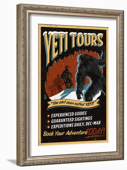 Yeti Tours - Vintage Sign-Lantern Press-Framed Art Print