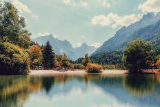 Impressively Beautiful Fairy-Tale Mountain Lake in Austrian Alps. Breathtaking Scene. Panoramic Vie-Yevhenii Chulovskyi-Mounted Photographic Print