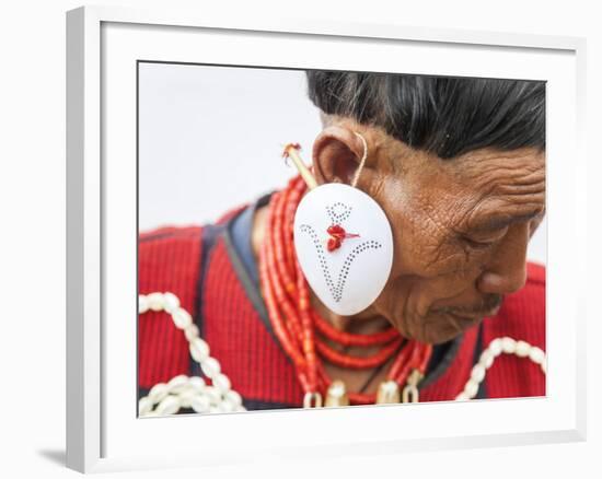 Yimchunger Tribesman With Earring, Nagaland, N.E. India-Peter Adams-Framed Photographic Print