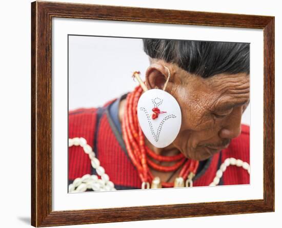 Yimchunger Tribesman With Earring, Nagaland, N.E. India-Peter Adams-Framed Photographic Print