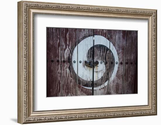 Yin and Yang Sign on a Door, Fortress of Suwon, UNESCO World Heritage Site, South Korea, Asia-Michael-Framed Photographic Print