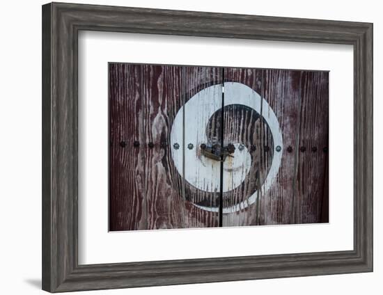 Yin and Yang Sign on a Door, Fortress of Suwon, UNESCO World Heritage Site, South Korea, Asia-Michael-Framed Photographic Print