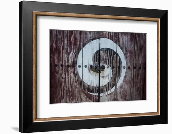 Yin and Yang Sign on a Door, Fortress of Suwon, UNESCO World Heritage Site, South Korea, Asia-Michael-Framed Photographic Print