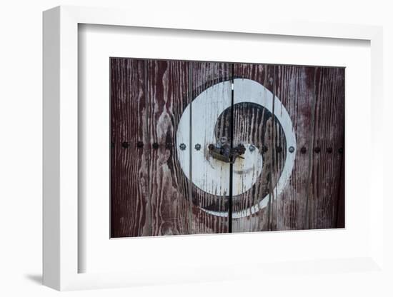 Yin and Yang Sign on a Door, Fortress of Suwon, UNESCO World Heritage Site, South Korea, Asia-Michael-Framed Photographic Print