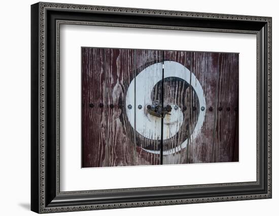 Yin and Yang Sign on a Door, Fortress of Suwon, UNESCO World Heritage Site, South Korea, Asia-Michael-Framed Photographic Print