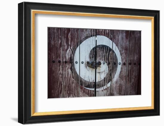 Yin and Yang Sign on a Door, Fortress of Suwon, UNESCO World Heritage Site, South Korea, Asia-Michael-Framed Photographic Print