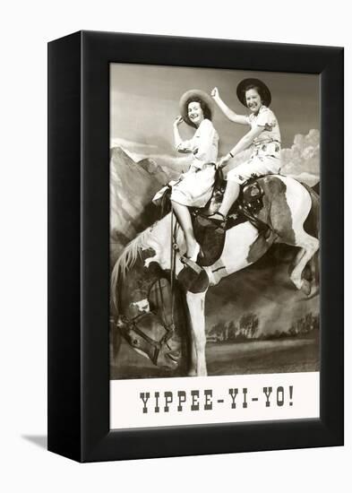 Yippee-Yi-Yo, Women on Bucking Horse-null-Framed Stretched Canvas