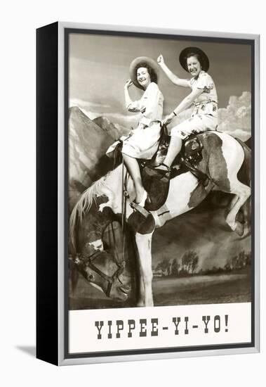 Yippee-Yi-Yo, Women on Bucking Horse-null-Framed Stretched Canvas