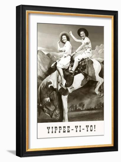 Yippee-Yi-Yo, Women on Bucking Horse-null-Framed Premium Giclee Print