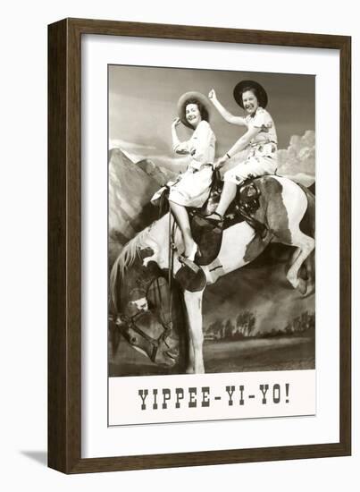 Yippee-Yi-Yo, Women on Bucking Horse-null-Framed Art Print