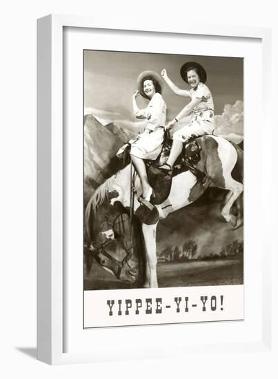 Yippee-Yi-Yo, Women on Bucking Horse-null-Framed Art Print