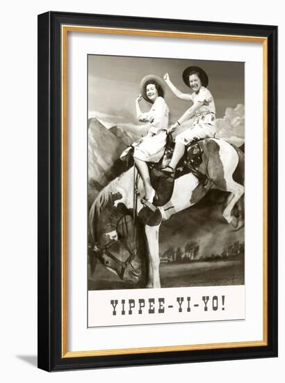 Yippee-Yi-Yo, Women on Bucking Horse-null-Framed Art Print