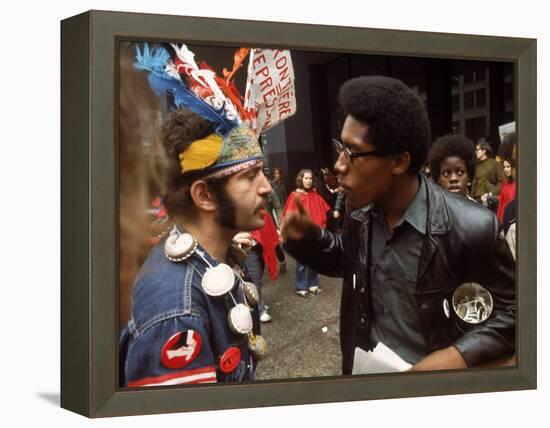 Yippie and Black Panther Confronting Each Other at the Riot Conspiracy Trial of the Chicago Eight-Lee Balterman-Framed Premier Image Canvas