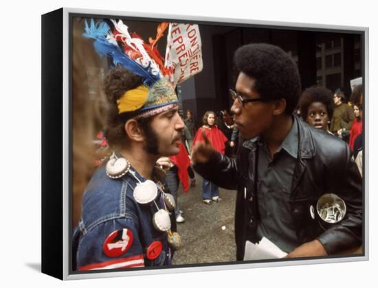 Yippie and Black Panther Confronting Each Other at the Riot Conspiracy Trial of the Chicago Eight-Lee Balterman-Framed Premier Image Canvas