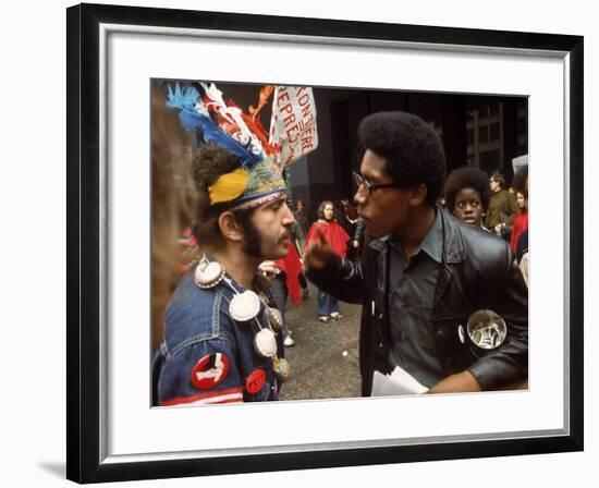 Yippie and Black Panther Confronting Each Other at the Riot Conspiracy Trial of the Chicago Eight-Lee Balterman-Framed Photographic Print