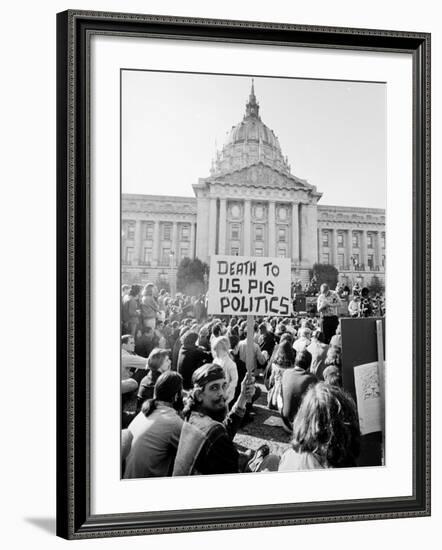 Yippie Led Anti-Election Protestors Outside City Hall-Ralph Crane-Framed Photographic Print