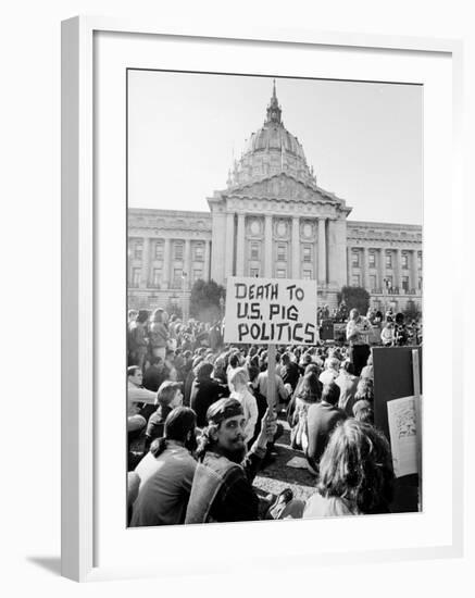 Yippie Led Anti-Election Protestors Outside City Hall-Ralph Crane-Framed Photographic Print