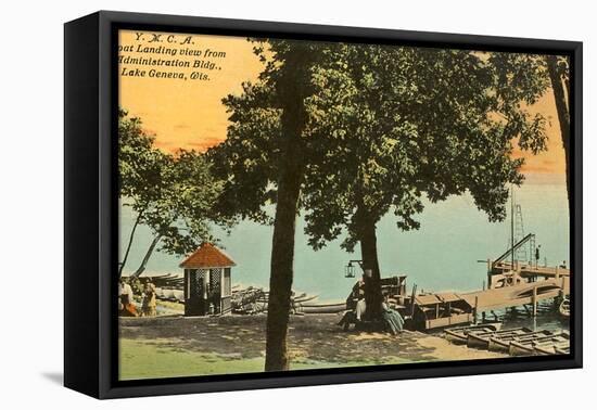 YMCA Boat Landing, Lake Geneva, Wisconsin-null-Framed Stretched Canvas