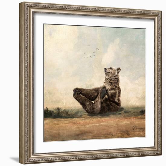 Yo, The Yoga Bear-Paula Belle Flores-Framed Art Print