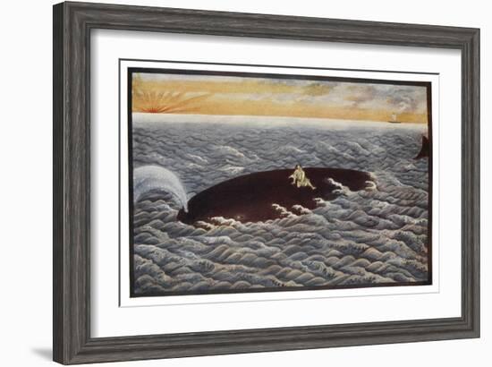 Yoda Emon a Fisherman is Saved from the Sea by a Whale in Thanks for-R. Gordon Smith-Framed Art Print