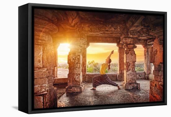 Yoga in Hampi Temple-Marina Pissarova-Framed Premier Image Canvas