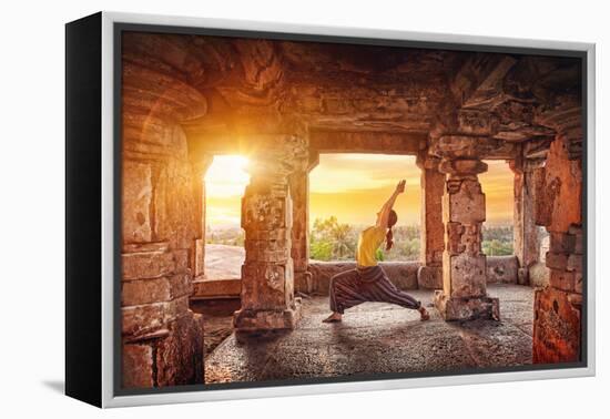 Yoga in Hampi Temple-Marina Pissarova-Framed Premier Image Canvas