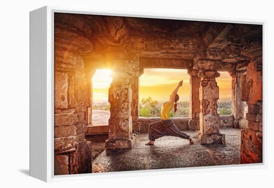 Yoga in Hampi Temple-Marina Pissarova-Framed Premier Image Canvas