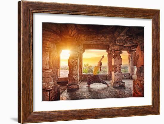 Yoga in Hampi Temple-Marina Pissarova-Framed Photographic Print