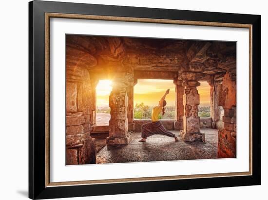 Yoga in Hampi Temple-Marina Pissarova-Framed Photographic Print