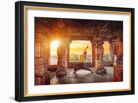 Yoga in Hampi Temple-Marina Pissarova-Framed Photographic Print