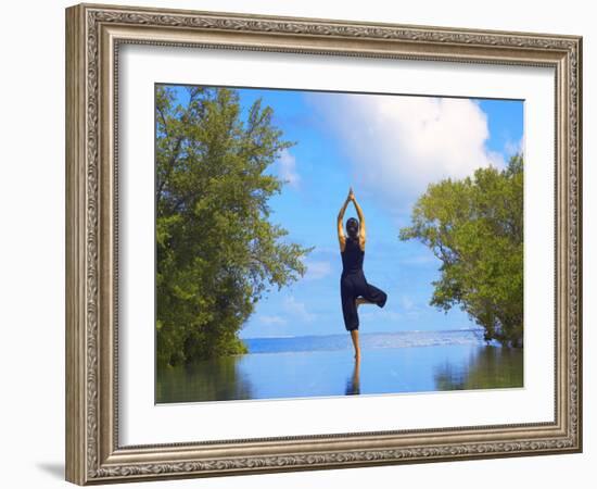 Yoga Meditation, Full Moon Island, Male Atoll, Maldives, Indian Ocean-Papadopoulos Sakis-Framed Photographic Print