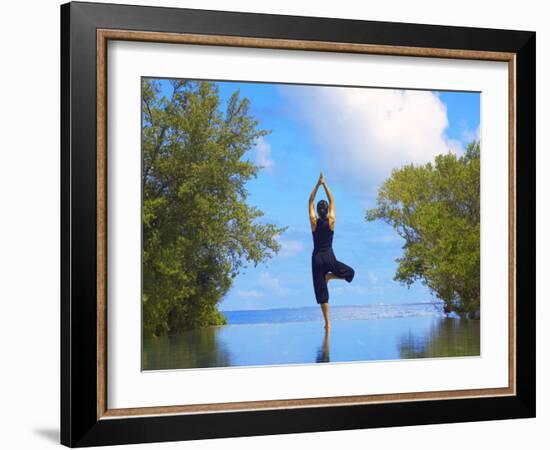 Yoga Meditation, Full Moon Island, Male Atoll, Maldives, Indian Ocean-Papadopoulos Sakis-Framed Photographic Print