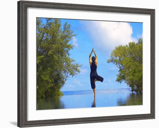 Yoga Meditation, Full Moon Island, Male Atoll, Maldives, Indian Ocean-Papadopoulos Sakis-Framed Photographic Print