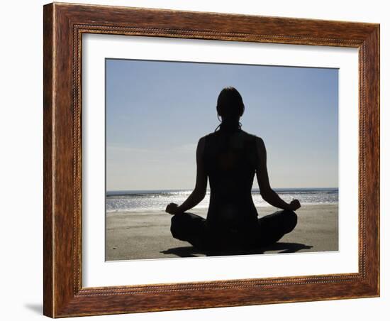 Yoga on the Beach, Northern Ireland-John Warburton-lee-Framed Photographic Print