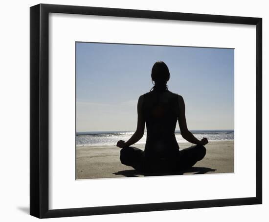 Yoga on the Beach, Northern Ireland-John Warburton-lee-Framed Photographic Print