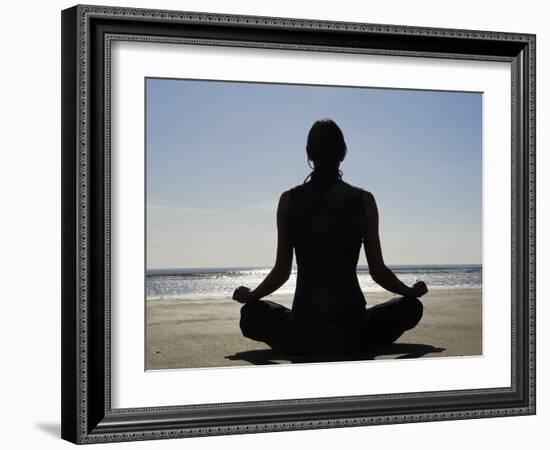 Yoga on the Beach, Northern Ireland-John Warburton-lee-Framed Photographic Print