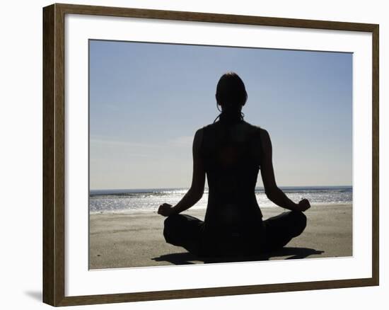 Yoga on the Beach, Northern Ireland-John Warburton-lee-Framed Photographic Print