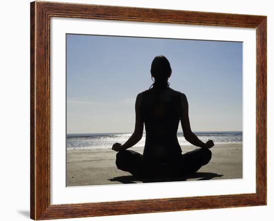 Yoga on the Beach, Northern Ireland-John Warburton-lee-Framed Photographic Print