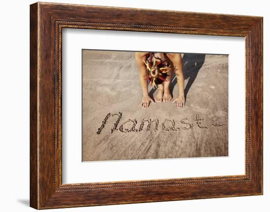 Yoga on the Beach with Namaste-Marina Pissarova-Framed Photographic Print