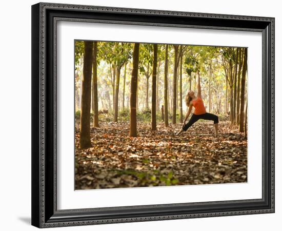 Yoga Practice Among a Rubber Tree Plantation in Chiang Dao, Thaialand-Dan Holz-Framed Photographic Print