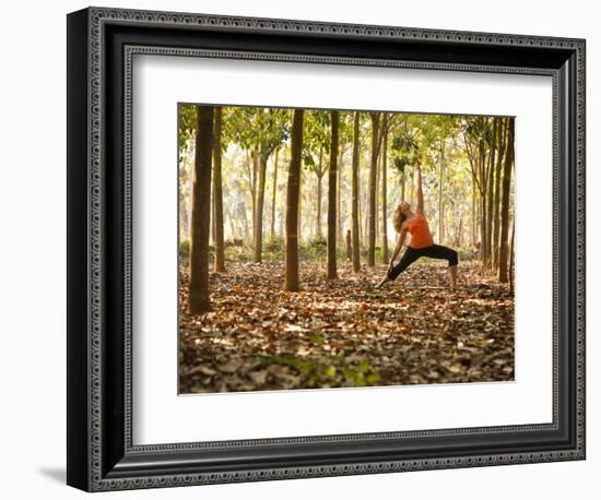 Yoga Practice Among a Rubber Tree Plantation in Chiang Dao, Thaialand-Dan Holz-Framed Photographic Print