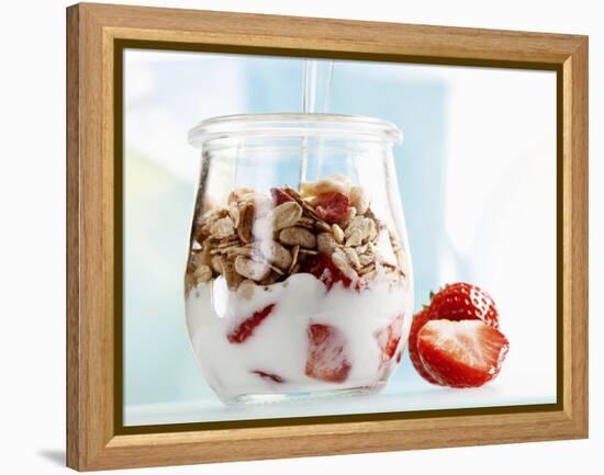 Yoghurt with Muesli and Strawberries-Dieter Heinemann-Framed Premier Image Canvas