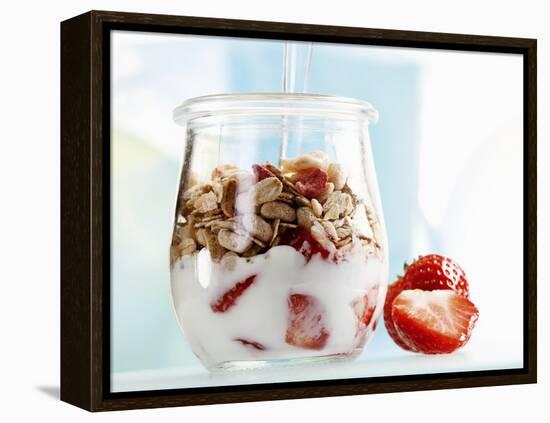 Yoghurt with Muesli and Strawberries-Dieter Heinemann-Framed Premier Image Canvas