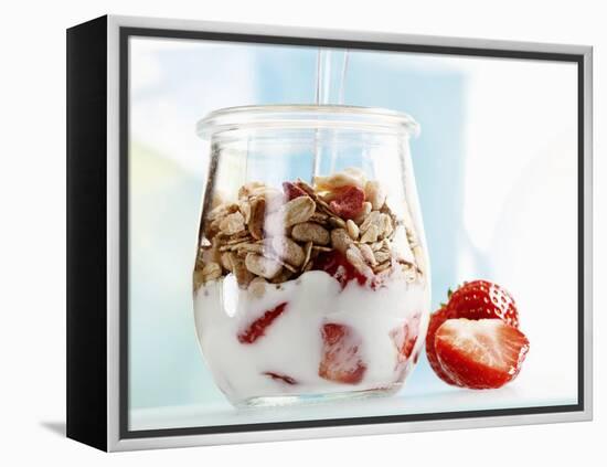 Yoghurt with Muesli and Strawberries-Dieter Heinemann-Framed Premier Image Canvas