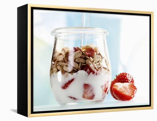 Yoghurt with Muesli and Strawberries-Dieter Heinemann-Framed Premier Image Canvas