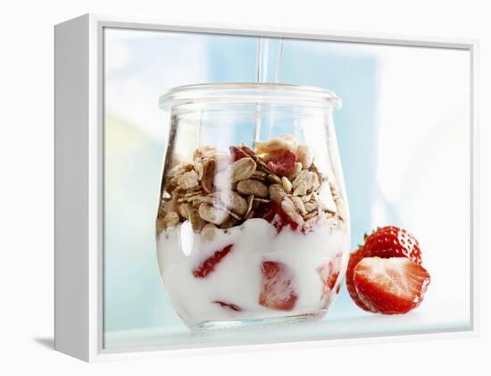 Yoghurt with Muesli and Strawberries-Dieter Heinemann-Framed Premier Image Canvas