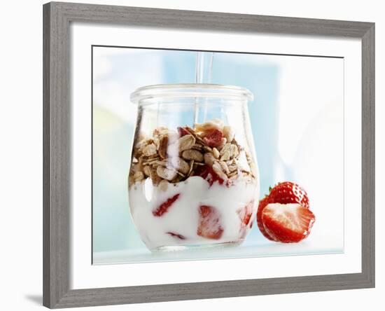 Yoghurt with Muesli and Strawberries-Dieter Heinemann-Framed Photographic Print