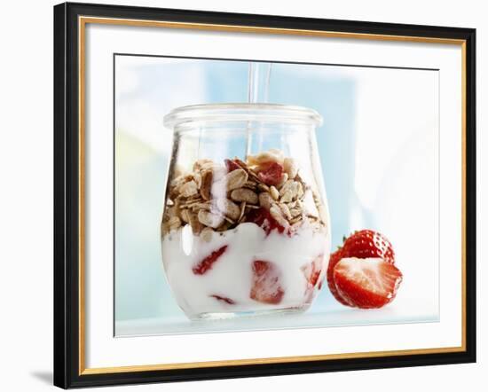 Yoghurt with Muesli and Strawberries-Dieter Heinemann-Framed Photographic Print