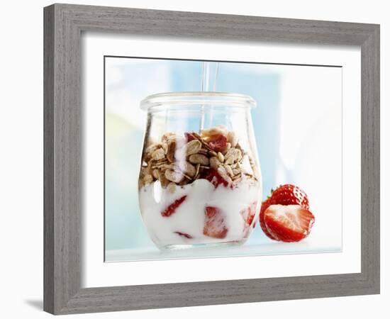 Yoghurt with Muesli and Strawberries-Dieter Heinemann-Framed Photographic Print